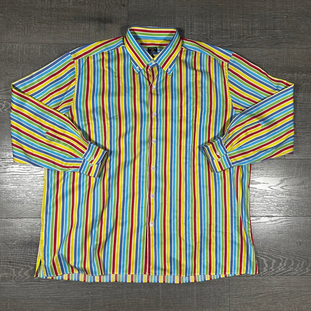 Solemare Maus & Hoffman Mens XXL Button Down Shirt Multi Color Stripe Italy 0380
